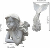 BGBWBFBR Handmade Mermaid Statue Set with Blue and White Starfish: A Beautiful Addition to Your Home Décor