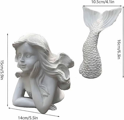 BGBWBFBR Handmade Mermaid Statue Set with Blue and White Starfish: A Beautiful Addition to Your Home Décor