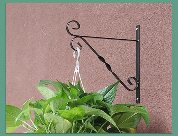 JunC Black Iron Candle Holder Hanger with Hooks for Hanging Plants Indoor Outdoor Wall Mount, Metal Bracket,Bird Feeder Hook, Wind Chime Holder (10lb Capacity) (Simple)
