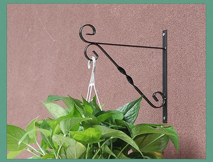 JunC Black Iron Candle Holder Hanger with Hooks for Hanging Plants Indoor Outdoor Wall Mount, Metal Bracket,Bird Feeder Hook, Wind Chime Holder (10lb Capacity) (Simple)