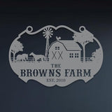 Personalized Metal Farm Ranch Sign, Customized Family Last Name, Large Decor, Outdoor Art, Welcome Sign, Black, 12" - 14" - 16" - 20" - 24" - 27" - 32" - 39