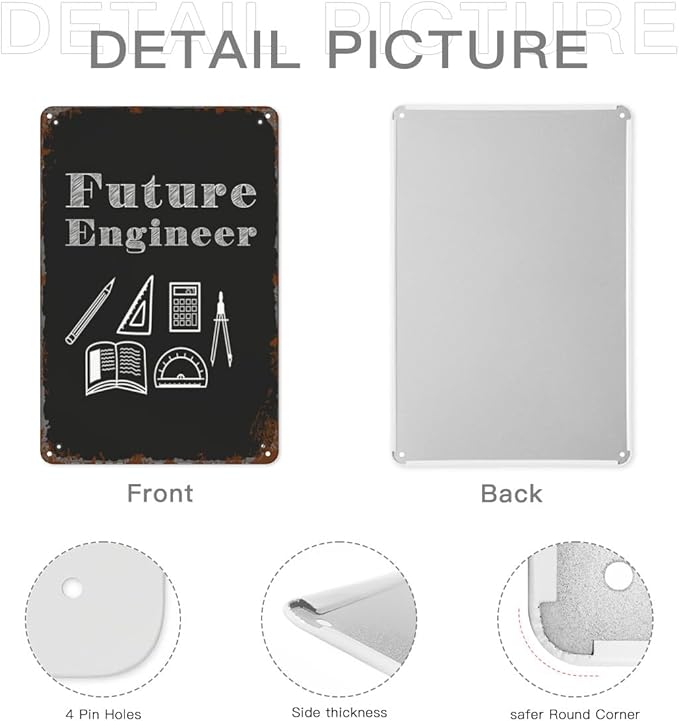 Patio Wall Decor Future Engineer Designer Construction Metal Signs Vintage Man Cave Home & Outdoor Decoration Vintage Wall Art With Inspirational Quotes & Life Sayings 8X12inch
