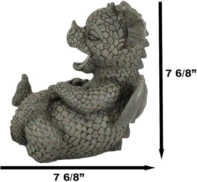Ebros Whimsical L.O.L Soul Garden Laughing Out Loud Dragon Statue 7.75" Tall Faux Stone Resin Finish Hilarious LOL Fantasy Animated Dragons Welcome Guest Greeter Decor Figurine