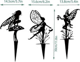 3-Piece Set Garden Fairy Metal Dancing Dandelion Flower Sculptures,Outdoor Decorative Stakes for Yard, Lawn, Flower Bed, Flower Pot (Style A)