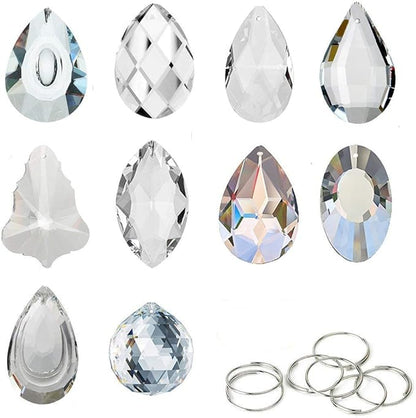 KANPURA Pack of 10 Clear Crystal Suncatcher Chandelier Lamp Lighting Drops Pendants,Hanging Glass Ball Prisms Window Home Christmas Tree Decor