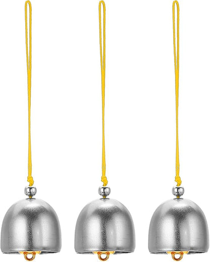 PATIKIL 3 Pcs Wind Chime, Hanging Bells Temple Bells Retro Outdoor Hanging Metal Chinese Wind Chime Round for Outside Garden Camping, Silver Yellow