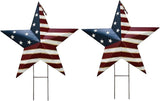 Metal Star Barn Yard Sign Garden Stake Decor for 4th of July, American Flag Patriotic Star Yard Stake Lawn Ornament Independence Day Memorial Day Outdoor Decorations (2, 27.5"H A)