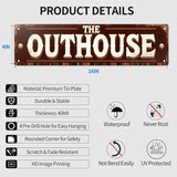 Vintage OutHouse Tin Sign 16x4 Inch Outhouse Design - Great for Backyard, Patio, Outdoor Rural Decor