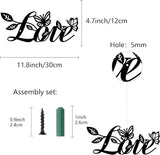CREATCABIN Love Metal Wall Decor Hanging Letter Signs Iron Black Iron Rustic Love Word Leaves Butterfly Art Decoration Sign Cutout for Valentine's Day Home Office Living Room Walls 11.8 x 4.7 Inch