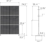 Kozyard Metal Privacy Screen 74" H x 47.2" W Decorative Outdoor Divider with Stand Panels Freestanding Screen Set for Deck Patio Balcony Garden Outdoor&Indoor (White/Horizontal Slat)