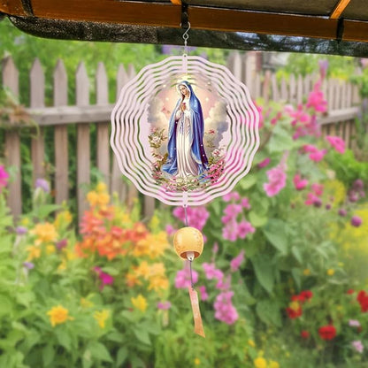 Virgin Mary Prayer Wind Spinner, Metal Wind Spinners Outdoor Indoor,Virgin Mary Hanging Garden Decor for Outside, Stainless Wind Spinners for Yard and Garden 10 inch 3D (25.76X25 CM)