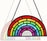 Stained Glass Window Hanging, Rainbow Suncatcher Valentines Day Gifts for Friend Women and Men, Rainbow Glass Hanging Ornaments, Ideal Gifts