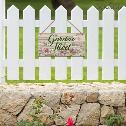 SCAZOMV Garden Sign Decor, Garden Shed, Funny Outdoor Decorative For Garden Backyard Patio Farmhouse, Potting Shed She Shed Personalized Wooden Hanging Plaque 5"X 10"