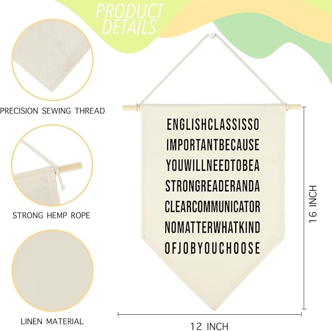 Funny English Classroom Hanging Pennant Flag Humorous Middle High School Hanging Flag Best English Grammar Language Must Haves Wall Decor