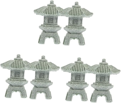 Yardwe 6pcs Stone Pagoda Statue for Garden Decor Micro Landscape Ornament Home Decoration