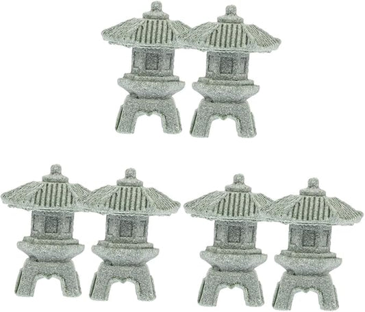 Yardwe 6pcs Stone Pagoda Statue for Garden Decor Micro Landscape Ornament Home Decoration