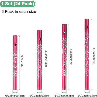 M METERXITY 24-Pack Wind Chime Tubes, 4 Sizes Aluminum Metal Wind Bell Empty Tubes for Outside/Adults Arts and Crafts/DIY [Pink]