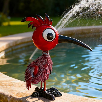 Metal Large Garden Statue,16.5" Red Bird Statues and Sculptures for Outdoor Decor,Metal Yard Art Lawn Ornaments for Patio Backyard Decoration