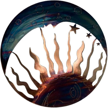 NUEAYMS Boho Wall Decor, Metal Sun Wall Art Decor with Moon & Stars, Hanging for Indoor Outdoor Patio Garden Wall Sculpture Decoration
