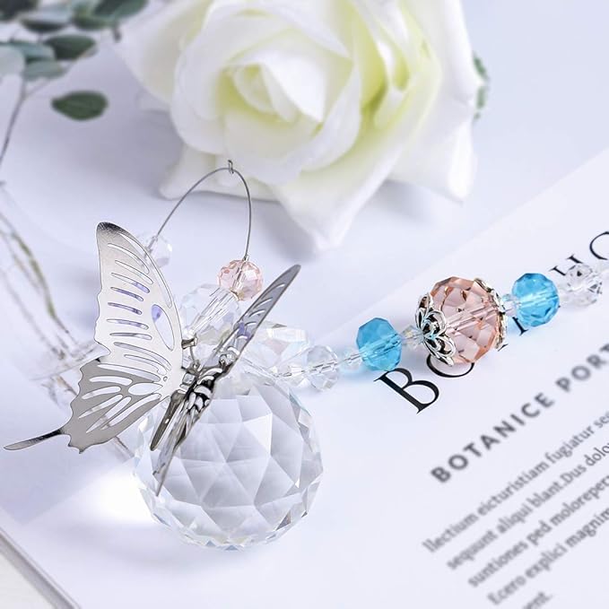 H&D HYALINE & DORA 30mm Handmade Butterfly Crystal Ball Prism Rainbow Maker Hanging Suncatcher Home Decoration