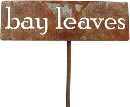 Classic Metal Garden Markers 19 Inches Tall (bay leaves, Naturally Rusted)