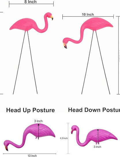 GiftExpress 12 Pack Pink Flamingos Yard Decorations - Small 14" Tall Plastic Flamingo Statue w/Metal Stakes - Lawn Ornaments & Garden Decor for Outdoor Parties