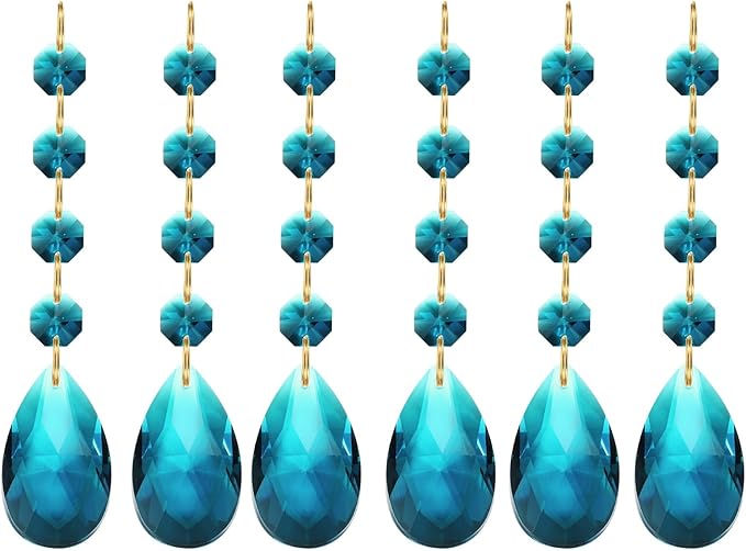 PATIKIL Teardrop Crystal Chandelier Pendants Beads, 6 Pack 120mm Length 38mm Chandelier Prisms Parts Ornaments Hanging Beads for DIY Arts Crafts Decoration, Sky Blue