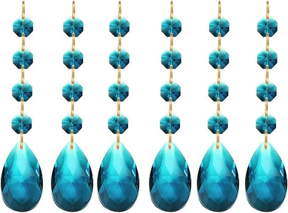 PATIKIL Teardrop Crystal Chandelier Pendants Beads, 6 Pack 120mm Length 38mm Chandelier Prisms Parts Ornaments Hanging Beads for DIY Arts Crafts Decoration, Sky Blue