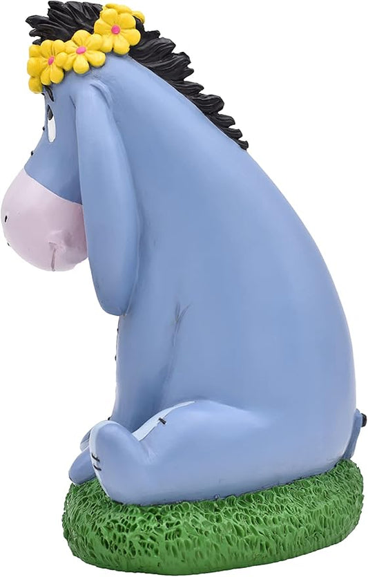 Disney Eeyore Daisy Crown Welcome Everyday Outdoor Garden Statue, 10 inches Tall, Officially Licensed Disney Product
