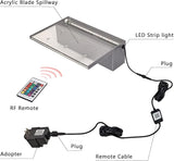 12'' APP Control Waterfall Spillway with RGB LED Lights, Acrylic Pond Fountain Set for Outdoor Decorations, Patio Pool Kit on The Wall for Garden w/16 Color Changing, Easy Installation