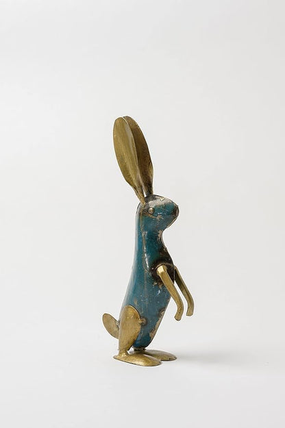 De Kulture Handcrafted Recycled Iron Gold Bunny Sitting Decorative Collectible Figurine showpiece Holiday décor Ideal for Garden Decoration, 4x1.9x8.8 (LWH) inches