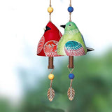 Bird Song Bell Garden Decoration,Ceramic Chimes Hanging Rustic Wind Chime Bird Song Bell Music Wind Chimes Festival Gift, Witness Friendship for Backyard Church Hanging Decor, The Porch Decor (Red)