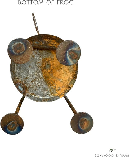 Rusty Garden Frog, Rustic Outdoor Decor, Whimsical Frog Statue, Metal Yard Art