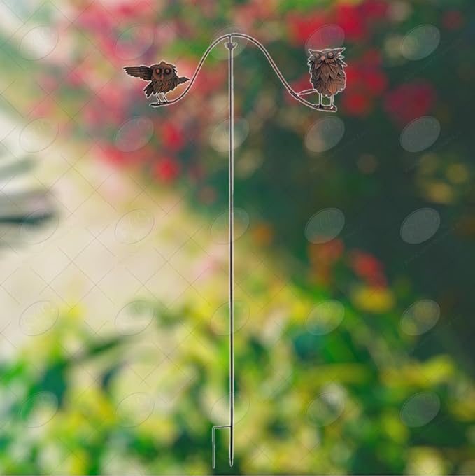Red Carpet Studios Garden Stake Decorative Metal Balancing Buddies Yard Art, 45" Tall, Rustic Owls on a Branch