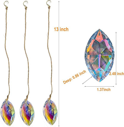 Crystals Prism suncatcher DIY, 3 pcs eyeshaped Iridescent Windows Prism suncatchers pendatnt, Ideal for Indoors Gardens&patios