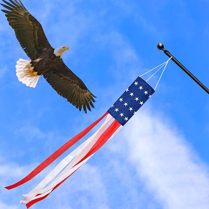 2 Pack 4th of July Windsock American Flag Wind Socks Outdoor Heavy Duty, 40" Stars Stripes USA Flag Windsocks for Patriotic Memorial Day Decorations & 4th July Decorations Outdoor Yard Garden Tree