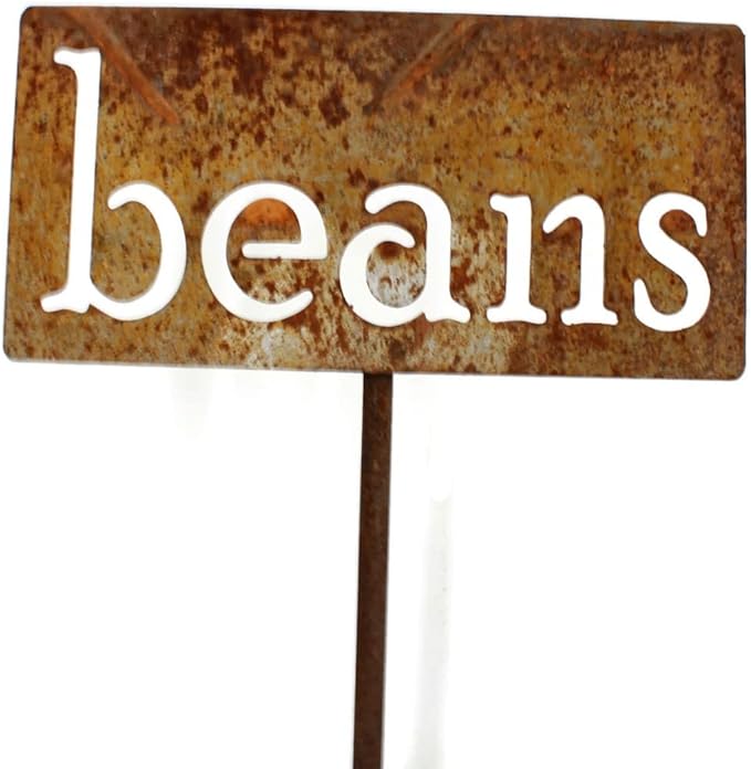 Classic Metal Garden Markers 19 Inches Tall (beans, Naturally Rusted)