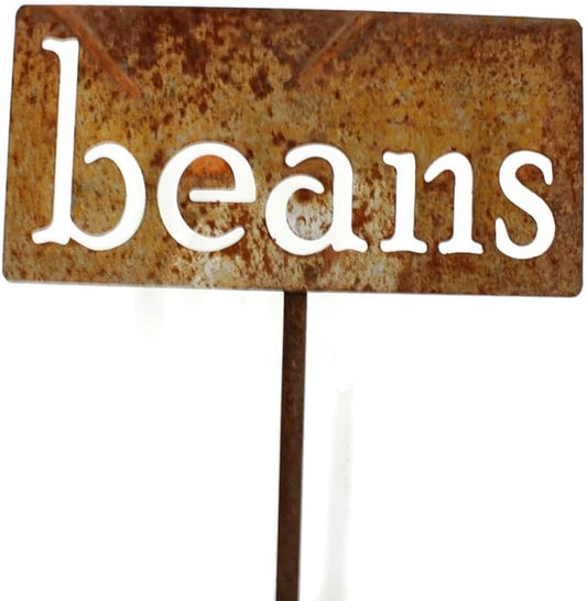 Classic Metal Garden Markers 19 Inches Tall (beans, Naturally Rusted)