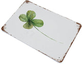 Antique Metal Tin Sign Four Leaf Clover Art Decor Good Luck Charm Decor Green Nature Wildlife Watercolor Aluminum Metal Sign Meadow Flower Modern Floral Garden Home Decor 8x5.5 Inch