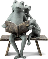 SPI Home Reading Frog Family Cast Aluminum Garden Sculpture Outdoor Decor