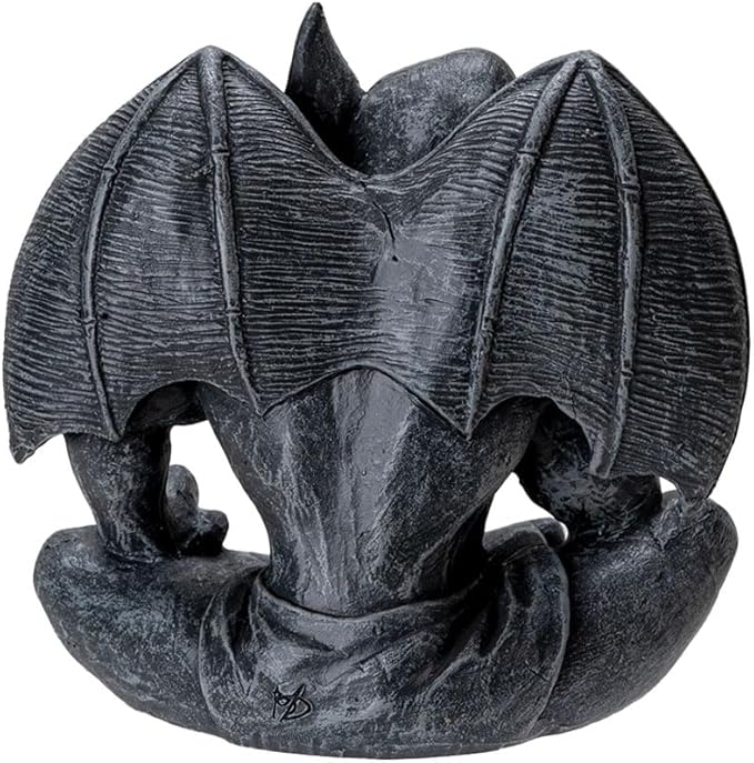 Pacific Giftware Gothic Thinking Gargoyle Statue Black Stone-Look Finish Decorative Outdoor Sculpture Medieval Cathedral Style Polyresin Home Decor 5.04" H