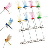 Fake Dragonfly Clip,Dragon Fly Hat Clip,3D Fake Dragonfly Clips Outdoor Simulation,Artificial Dragon Fly for Patio Garden Decoration, Multicolor Waterproof (2*Red+2*Blue+2*Green+2*Yellow)