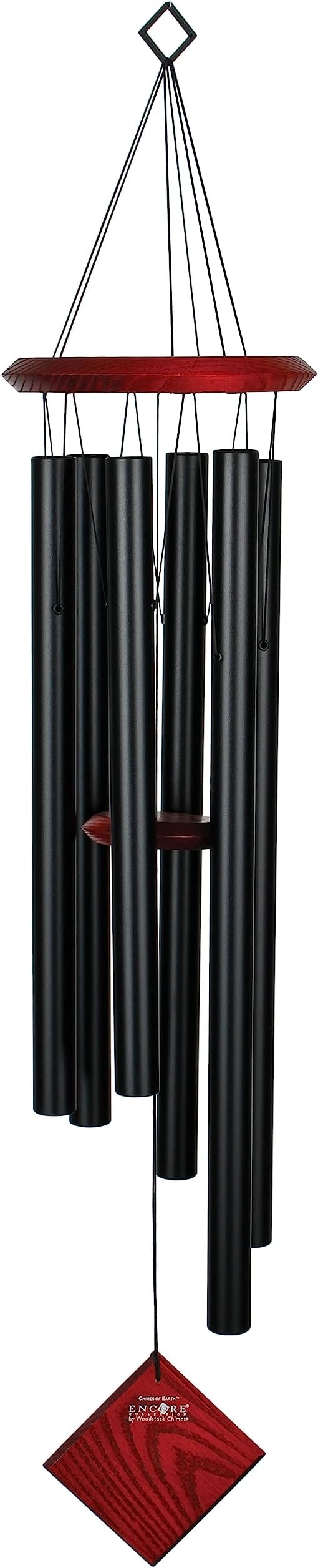Woodstock Chimes Pluto Wind Chime for Outside 37" Black Medium Tone Sound for Outdoor Garden, Patio, Porch Decor Gifts, Encore Collection, DCK37