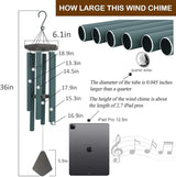 Sympathy Wind Chimes Outdoor Deep Tone,36Inch Melody Wind Chimes Large with 6 Heavy Tubes Tuned Bass Tone,Memorial Windchimes Personalized for Mother Father,Garden Decor Chime,Forest Green