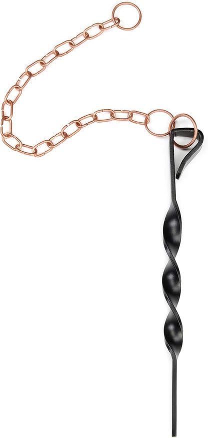 Good Directions 12” Rain Chain Ground Anchoring Stake, Black Powder-Coated Steel, Includes 17” Copper Chain