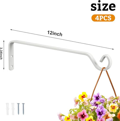 Aidoclip 2PCS Wall Mounted Plant Hanger, Indoor/Outdoor Decorative Hook for Hanging Plants, Windchime, Baskets – Rustic Iron Plant Holder, Ideal Wall Décor, Ceiling Hooks for Indoor Garden- (12in)