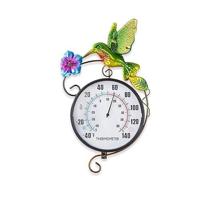 Outdoor Thermometer, Hummingbird Hanging Wall Thermometer & 42" Metal Garden Stake Outside Thermometers Waterproof Decorative for Patio,Lawn,Room,Greenhouse, No Battery Required Garden Gifts