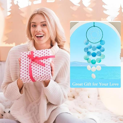 Wind Chimes for Outside, Personalized Capiz Shells Wind Chime for Home Decoration, Garden Decoration of Beach House Decor,Great Gift for Shells Windchimes Lovers and More (Blue Circle)