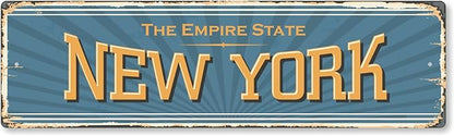 SmartSign 4 x 14 inch New York State Vintage Metal Sign “The Empire State”, 40 mil Rustproof Aluminum with Clear Overcoat, Retro Wall Décor, Multicolor, Made in USA