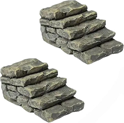 3Pcs Miniature Resin Bridge Stair Stone Straight Bridge Stairs Steps Garden Fairy Ornament Micro Landscaping Decor Bonsai Craft Straight Stairs Outdoor, Garden Sculptures and Statues, Decorations
